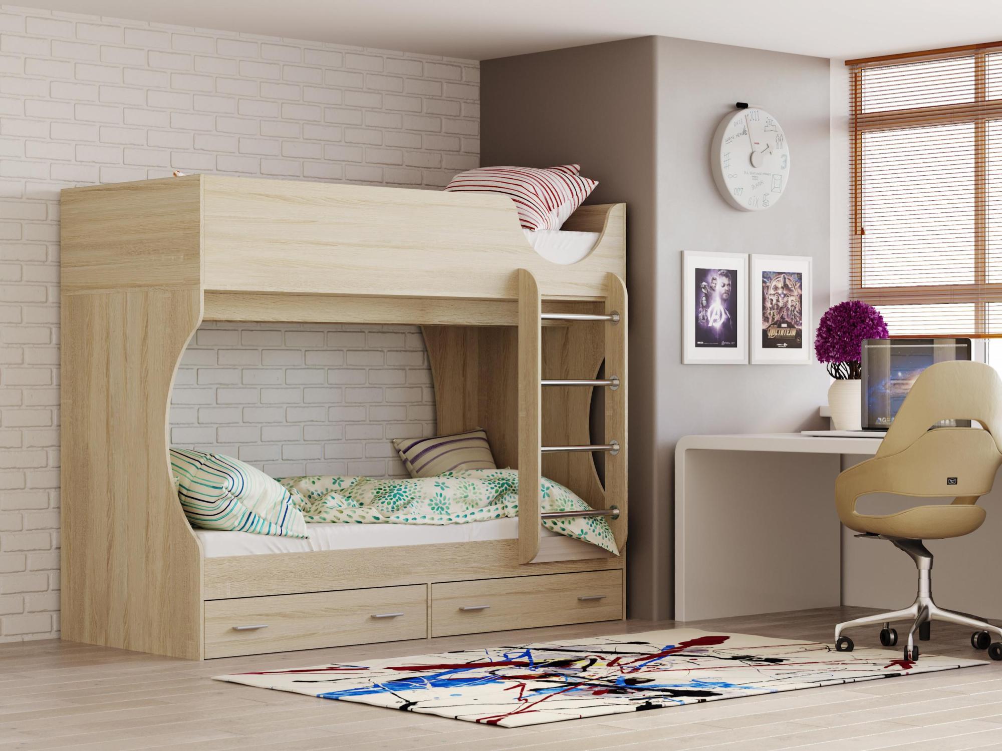 Krovat-dvukhyarusnaya-D2-Sonoma-komnata Krovat-dvukhyarusnaya-D2-Sonoma-komnata