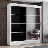 шкаф-купе, Шкаф-купе 2,0 м  ГРАНД 1  Зеркало/Лакобель Черный (К)