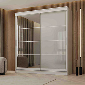 шкаф-купе, Шкаф-купе 2,0 м  ГРАНД 1  Зеркало/Лакобель Белый (К)