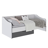 детская кровать и матрас, Спальня Тэбби Кровать с ящиком белый/графит серый